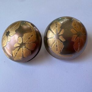 1960s Japanese inspired chrysanthemum earrings.